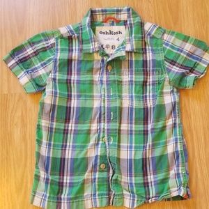 Boys green plaid shirt